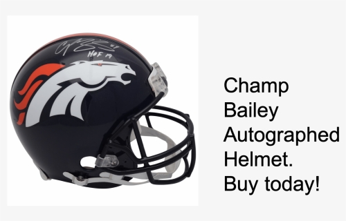 Photo Of Denver Broncos Helmet Signed By Champ Bailey - Denver Broncos, HD Png Download, Free Download