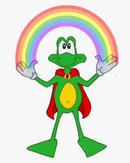 Superfrog And A Rainbow - Cartoon, HD Png Download, Free Download