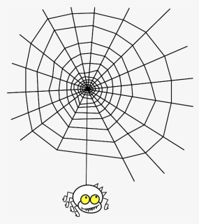 Cartoon, Spider, Bug, Web, Cute, Halloween, Insect - Spiderweb On Transparent Background, HD Png Download, Free Download
