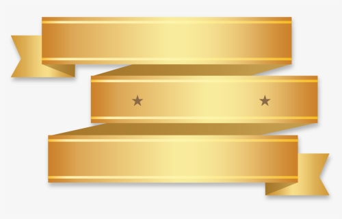 Golden Ribbon Banner Three Half With Fold Wedge End - Portable Network Graphics, HD Png Download, Free Download