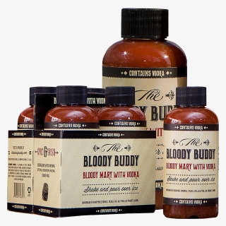 A 4 Pack Of Bloody Buddies Next To A Larger Bottle - Hazelnut, HD Png Download, Free Download