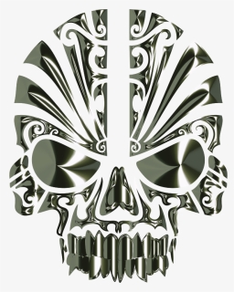 Tribal Skull Silhouette 2 Obsidian No Bg - Skull Silhouettes, HD Png Download, Free Download