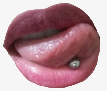 Adesivoadesive Lipstongue Piercing Piercedgirl - Tongue, HD Png Download, Free Download
