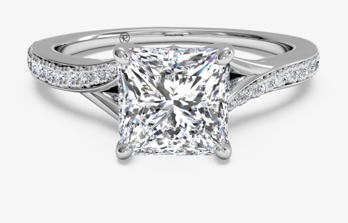 Diamond Shaped Wedding Rings - Three Stone Engagement Ring Pear Side Princess, HD Png Download, Free Download