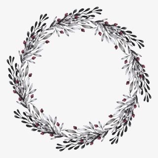 Black And White Garland Wreath , Png Download - Black And White Flower Garland, Transparent Png, Free Download