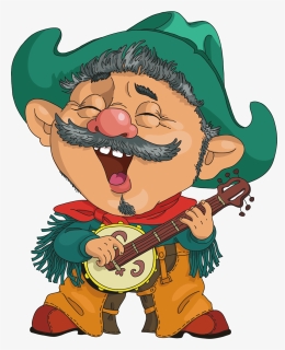 Old Cowboy Character Illustration Playing Guitar Cartoon - Clipart Cartoon Old Man Playing Guitar, HD Png Download, Free Download