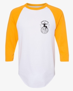 Globe On Gold/white Baseball Tee - Long-sleeved T-shirt, HD Png Download, Free Download