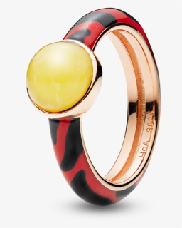 Urban Safari Ring In Milky Amber And Red Zebra Enamel - Pre-engagement Ring, HD Png Download, Free Download