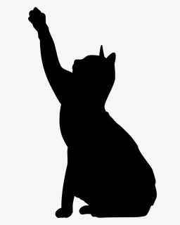 Cat Silhouette Reach Clipart , Png Download - Outline Cat Reaching Tattoo, Transparent Png, Free Download