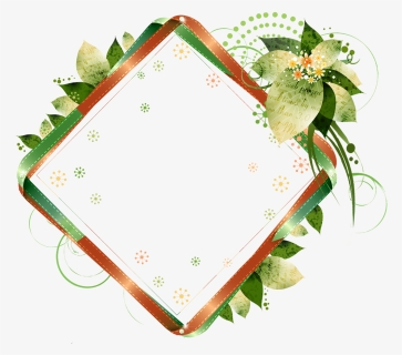 Picture Flower Pattern Frame Diamond Green Clipart - Floral Frames, HD Png Download, Free Download