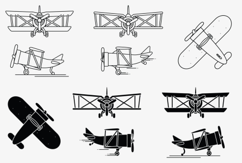 Biplane Icon Set Vector - Biplanes Vector, HD Png Download, Free Download