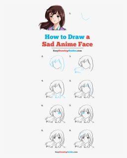 How To Draw Sad Anime Face - Anime Girl Step By Step Drawing, HD Png Download, Free Download