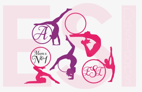 Gymnast Silhouette Monogram Designs Set Example Image - Gymnast Monogram Svg Free, HD Png Download, Free Download