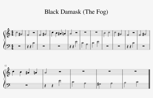 Black Damask Sheet Music 1 Of 1 Pages - Clocks Sheet Music, HD Png Download, Free Download