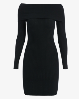 33% Off] 2020 Ribbed Off The Shoulder Sweater Bodycon - Black Long Sleeve Dress Png, Transparent Png, Free Download