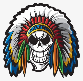 American Native Warrior Skull With Feathers - Native American Chief Png, Transparent Png, Free Download