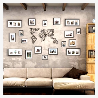 Photo Wire Grid Wall Decor Metal Wall Decorations For - Wall World Map Travel, HD Png Download, Free Download