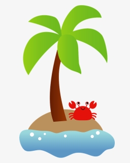 Island Palm Tree Crab Clipart - Island Palm Tree Clipart, HD Png Download, Free Download