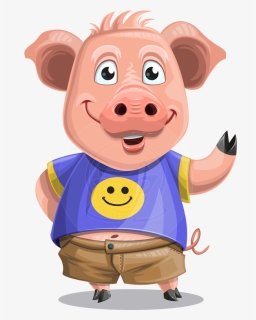 Pig With T-shirt Cartoon Vector Character Aka Ricky - Ricky Piggy, HD Png Download, Free Download