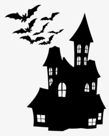 Silhouette, House, Halloween, Bats, Spooky, Scary - Haunted House Png, Transparent Png, Free Download