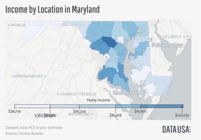 Geo Map Of Median Income By Location In Maryland - Maryland Colony Demographics, HD Png Download, Free Download