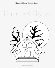 Haunted House Tracing Page - Casa Embrujada Para Dibujar, HD Png Download, Free Download