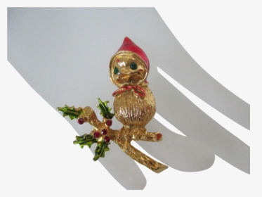 Christmas Chickadee On Holly Branch Brooch Vintage, HD Png Download, Free Download