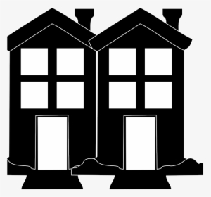 2 Neighbour Houses Black Icon Image - Neighbour Houses Clipart Black And White, HD Png Download, Free Download