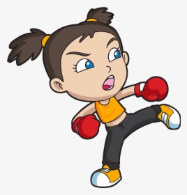 Boxer Clipart Kickboxing - Muay Thai Girls Cartoon, HD Png Download, Free Download