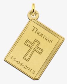 Golden Communion Pendant With Cross And Engraving - Locket, HD Png Download, Free Download