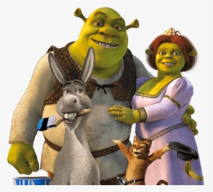 Shrek, Donkey Fiona And Puss In Boots - Shrek And Fiona And Donkey, HD Png Download, Free Download