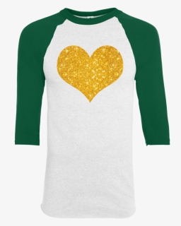 Gold Glitter Heart For Valentine"s Day Youth Raglan - Heart, HD Png Download, Free Download