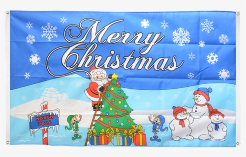 Merry Christmas North Pole Flag For Balcony - North Pole And Father Christmas, HD Png Download, Free Download