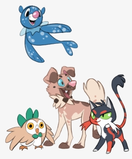 Sun And Moon Starters - Cartoon, HD Png Download, Free Download