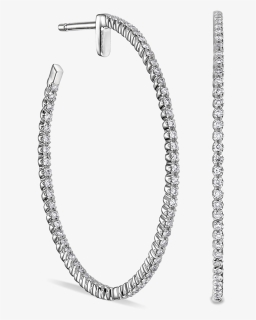 Large Thin In And Out Diamond Hoop Earrings - Necklace, HD Png Download, Free Download