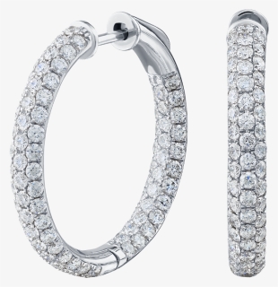 Pavé Set Diamond Hoop Earrings - Earrings, HD Png Download, Free Download