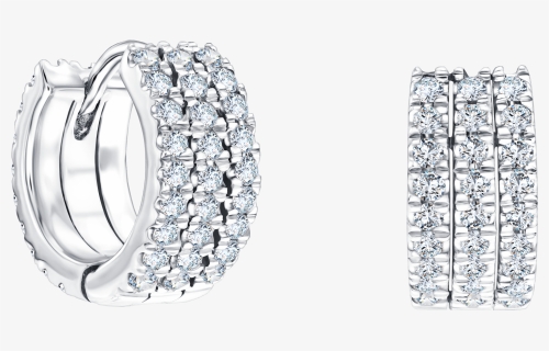 H-si Round Brilliant Claw Set Wide Diamond Hoop Earrings - Pre-engagement Ring, HD Png Download, Free Download