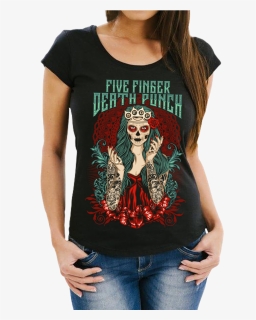 Lady Muerta Tee - Womens Five Finger Death Punch Shirt, HD Png Download, Free Download