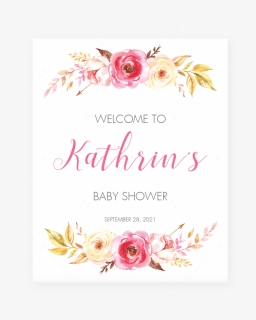 Pink Floral Baby Shower Welcome Poster By Littlesizzle"  - Baby Shower Welcome Board Design, HD Png Download, Free Download