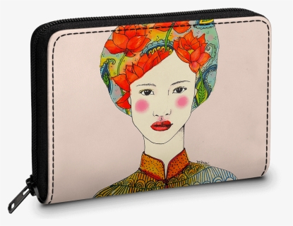 Dailyobjects Lotus Girl Zipper Slim Card & Coin Wallet - Wallet, HD Png Download, Free Download