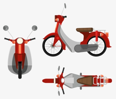 Scooter Motorcycle Illustration - Colourful Scooter Drawing, HD Png Download, Free Download