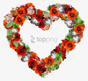 Free Png Download Heart Made Of Poppies And Roses Png - Free Clip Art Valentines Day Hearts, Transparent Png, Free Download