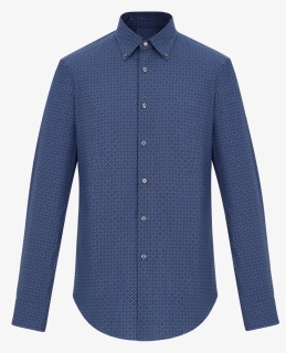 Blue Stretch Cotton Shirt With Geometric Pattern - Pocket, HD Png Download, Free Download