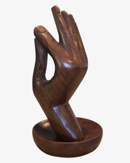 Vintage Bohemian Carved Wood Hand “okay” Sculpture - Statue, HD Png Download, Free Download