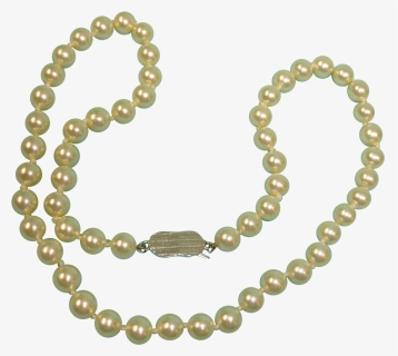 Vintage Hand Knotted Faux Pearl Single Strand Necklace - Pearl Necklace With Flower Clasp, HD Png Download, Free Download