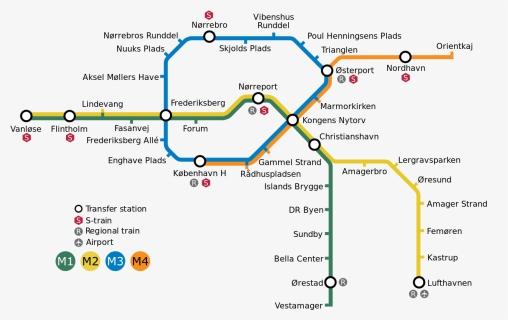 Copenhagen Metro Map 5 21 - Copenhagen Metro Lines, HD Png Download, Free Download