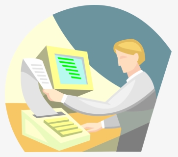 Vector Illustration Of Printing Document From Office - Printing From Computer Clip Art, HD Png Download, Free Download
