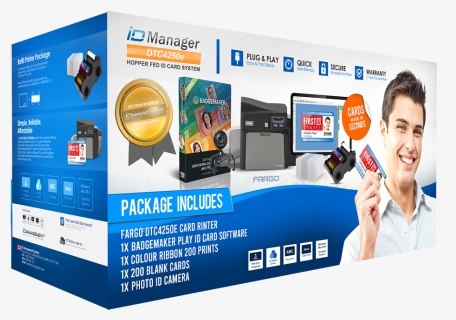 Id Manager Dtc4250e Hopper Fed Id Card System - Card Printer, HD Png Download, Free Download