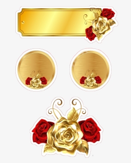 Topo De Bolo Para Aniversário Rosas Douradas Png - Red And Gold Flower, Transparent Png, Free Download