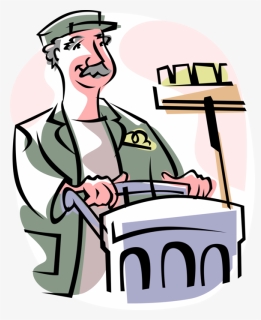 Vector Illustration Of School Janitor Custodian With - Trash Collector, HD Png Download, Free Download